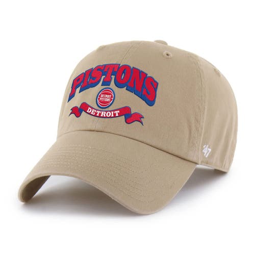 '47 Men's '47 Khaki Detroit Pistons Fast Break Chase Region Clean Up Adjustable Hat 