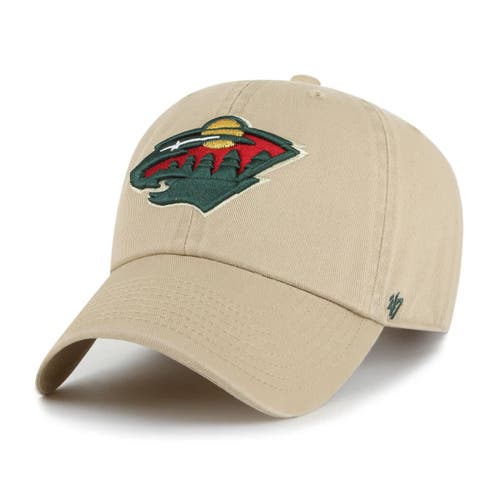 '47 Men's '47 Khaki Minnesota Wild Logo Clean Up Adjustable Hat 