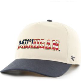'47 Men's '47 Natural/Navy Michigan Wolverines Americana Flag Hitch Adjustable Hat 