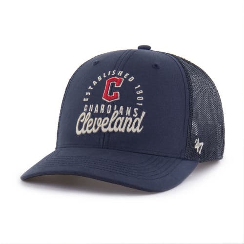 '47 Men's '47 Navy Cleveland Guardians Pitstop Trucker Adjustable Hat 