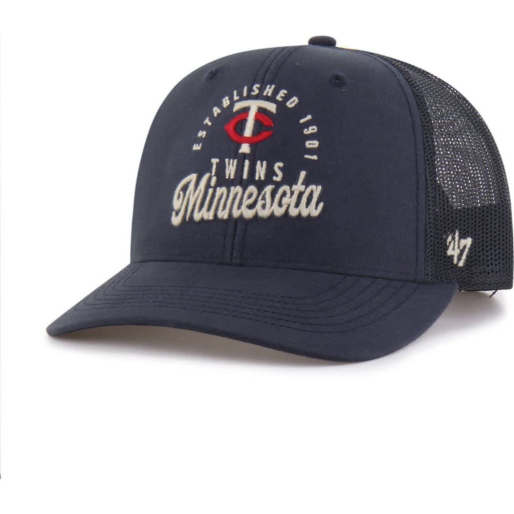 '47 Men's '47 Navy Minnesota Twins Pitstop Trucker Adjustable Hat 