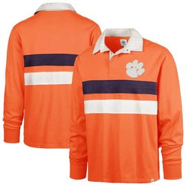 '47 Men's '47 Orange Clemson Tigers Clubhouse Knox Thames Rugby Long Sleeve Polo 