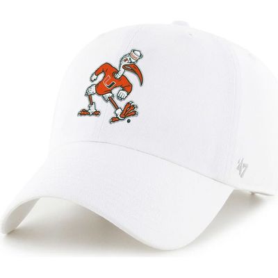'47 Men's '47 White Miami Hurricanes Clean Up Adjustable Hat 
