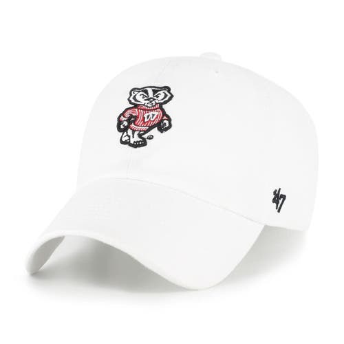 '47 Men's '47 White Wisconsin Badgers Clean Up Adjustable Hat 