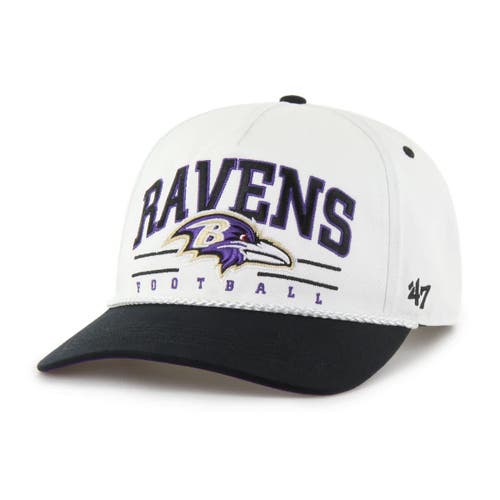 '47 Men's '47 White/Black Baltimore Ravens Roscoe Two-Toned Hitch Adjustable Hat 