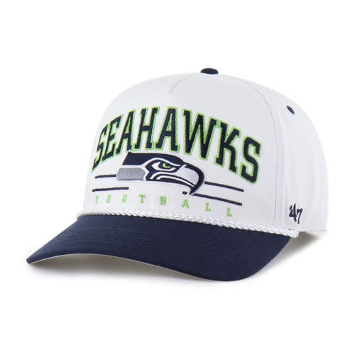 '47 Men's '47 White/College Navy Seattle Seahawks Roscoe Two-Toned Hitch Adjustable Hat 