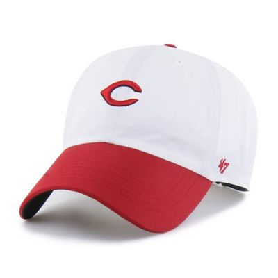 '47 Men's '47 White/Red Cincinnati Reds Vista Mini Clean Up brrr° Adjustable Hat 