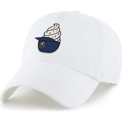'47 Preschool '47  White Milwaukee Brewers Ice Cream Helmet Clean Up Adjustable Hat 