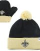 '47 Toddler '47 Black/Gold New Orleans Saints Bam Bam Cuffed Knit Hat with Pom and Mittens Set  - 1