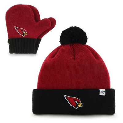 '47 Toddler '47 Cardinal/Black Arizona Cardinals Bam Bam Cuffed Knit Hat with Pom and Mittens Set 