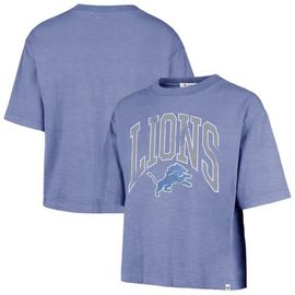 '47 Women's '47  Blue Detroit Lions Cropped Mindi Slub T-Shirt 