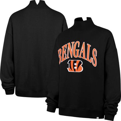 '47 Women's '47 Black Cincinnati Bengals Oversized Vantage Mock Neck Sweatshirt 