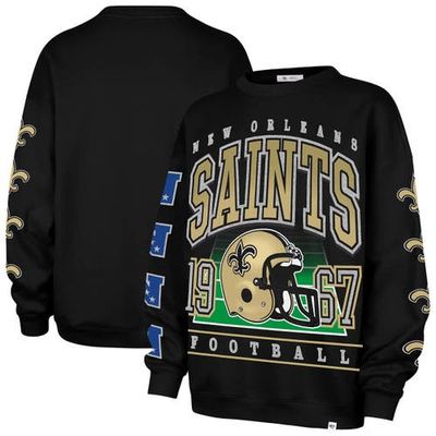 '47 Women's '47 Black New Orleans Saints Go Big Oversized Pullover Sweatshirt 
