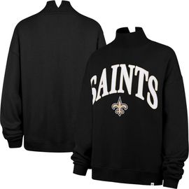 '47 Women's '47 Black New Orleans Saints Oversized Vantage Mock Neck Sweatshirt 