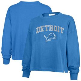 '47 Women's '47 Blue Detroit Lions Plus Size Sydney Arch Game T-Shirt 
