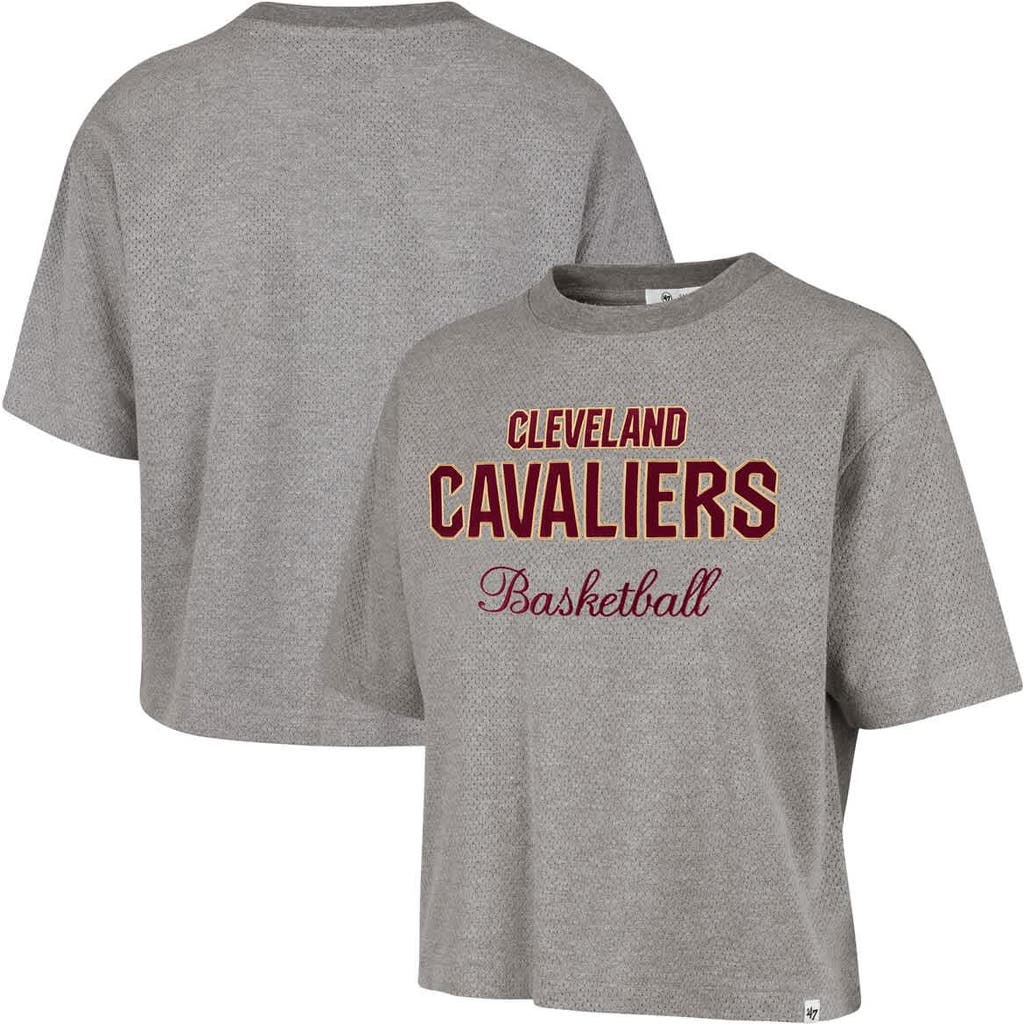 '47 Women's '47 Gray Cleveland Cavaliers Pivot Drop Needle Cropped T-Shirt 