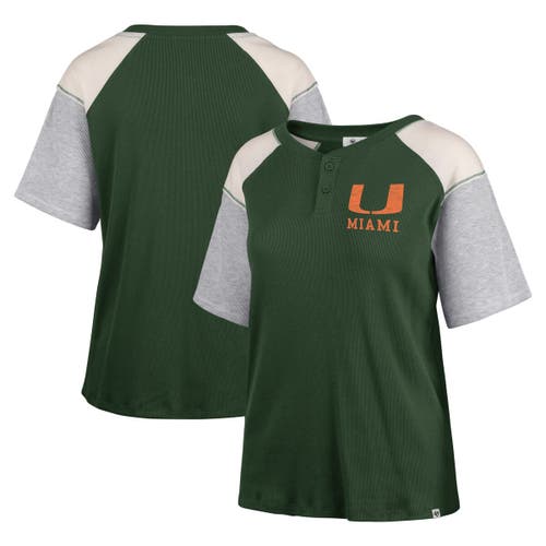 '47 Women's '47 Green Miami Hurricanes Underline Harvey Colorblock Raglan Henley T-Shirt 