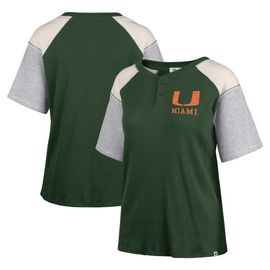 '47 Women's '47 Green Miami Hurricanes Underline Harvey Colorblock Raglan Henley T-Shirt 