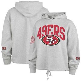 '47 Women's '47 Heather Gray San Francisco 49ers High Hopes Long Sleeve Cropped Hoodie 