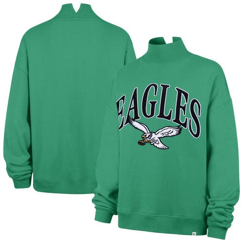 '47 Women's '47 Kelly Green Philadelphia Eagles Oversized Vantage Mock Neck Sweatshirt 