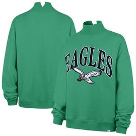 '47 Women's '47 Kelly Green Philadelphia Eagles Oversized Vantage Mock Neck Sweatshirt 
