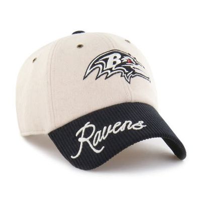 '47 Women's '47 Natural/Black Baltimore Ravens Rope Script Clean Up Adjustable Hat 