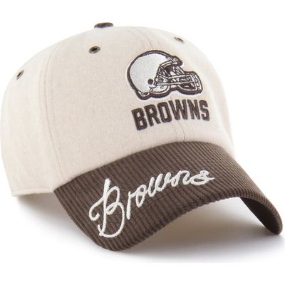 '47 Women's '47 Natural/Brown Cleveland Browns Rope Script Clean Up Adjustable Hat 