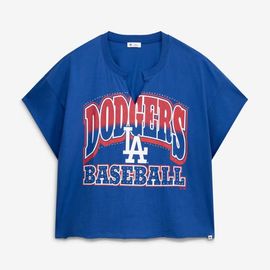 '47 Women's '47 Royal Los Angeles Dodgers Plus Size Win Big Oversized Notch-Neck T-Shirt 