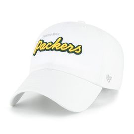 '47 Women's '47 White Green Bay Packers Trendy Script Clean Up Adjustable Hat 