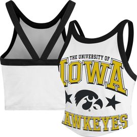 '47 Women's '47 White Iowa Hawkeyes Energize Sporty Cropped Racerback Tank Top 