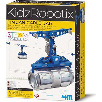 4M 4M KidzRobotix Tin Can Cable Car, DIY Building Science Kit, Kids 8+