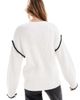 4th & Reckless 4th & Reckless contrast stitch dropped shoulder sweater in cream-White - 4