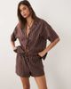 4th & Reckless 4th & Reckless cotton blend elasticated waist beach shorts in chocolate striped print - part of a set-Brown - 3