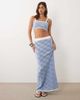 4th & Reckless 4th & Reckless cotton blend mixed checkered crochet high rise beach maxi skirt in blue - part of a set - 2