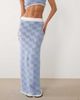 4th & Reckless 4th & Reckless cotton blend mixed checkered crochet high rise beach maxi skirt in blue - part of a set - 3