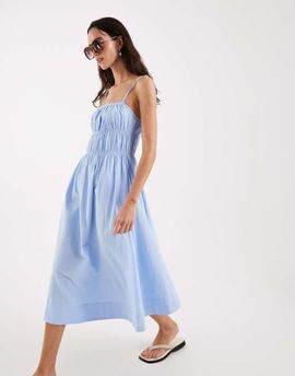 4th & Reckless 4th & Reckless cotton poplin shirred cami midaxi dress in baby blue
