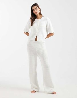 4th & Reckless 4th & Reckless cotton rich crochet knit wide leg beach pants in white - part of a set