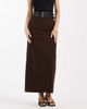 4th & Reckless 4th & Reckless cotton rich double belt detail column maxi skirt in chocolate - part of a set-Brown - 2