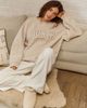 4th & Reckless 4th & Reckless cotton rich 'Fourth' boucle logo stitch sweatshirt in oatmeal-Neutral - 1