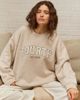 4th & Reckless 4th & Reckless cotton rich 'Fourth' boucle logo stitch sweatshirt in oatmeal-Neutral - 4