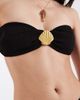 4th & Reckless 4th & Reckless crinkle bandeau gold shell hardware detail tie back bikini top in black - part of a set - 4