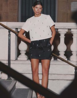 4th & Reckless 4th & Reckless embellished bow detail mini skirt in black - part of a set