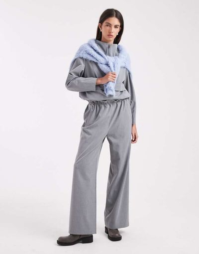 4th & Reckless 4th & Reckless exclusive toggle detail elasticated waist wide leg pants in gray - part of a set