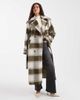 4th & Reckless 4th & Reckless exclusive wool feel longline belted trench coat in green & cream check-Multi - 1