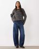4th & Reckless 4th & Reckless Exclusive wool feel textured wide sleeve crew neck sweater in chocolate & blue stripe-Brown - 3
