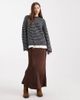 4th & Reckless 4th & Reckless Exclusive wool feel textured wide sleeve crew neck sweater in chocolate & blue stripe-Multi - 3