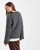 4th & Reckless 4th & Reckless Exclusive wool feel textured wide sleeve crew neck sweater in chocolate & blue stripe-Multi - 4