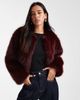 4th & Reckless 4th & Reckless faux fur cropped collarless jacket in burgundy-Red - 1