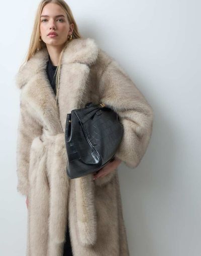 4th & Reckless 4th & Reckless faux fur oversized belted maxi coat in beige-NEUTRAL