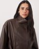 4th & Reckless 4th & Reckless faux leather funnel neck wide sleeve tie belt detail jacket in chocolate-Brown - 2